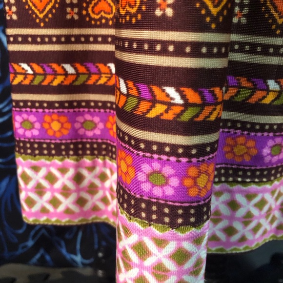 Vintage 1960s Dress Large XL excellent condition mod browns floral geometric - Picture 13 of 16